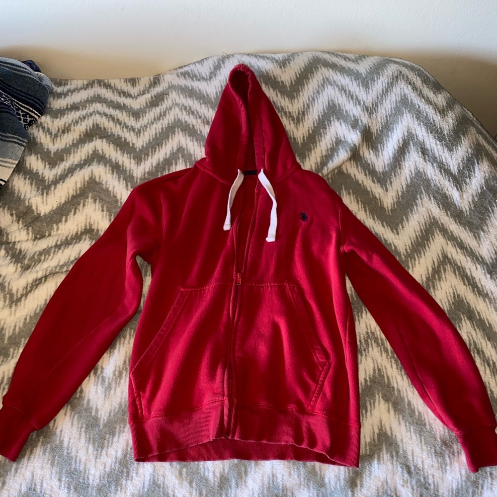 Red Ralph Lauren Polo Fleece Full-Zip Hoodie